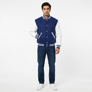 Nouvelle arrivée 2023, veste bomber décontractée violette, veste de basket-ball, logo sur le devant, respirante, 100% coton, col montant, hiver - Product Image 1