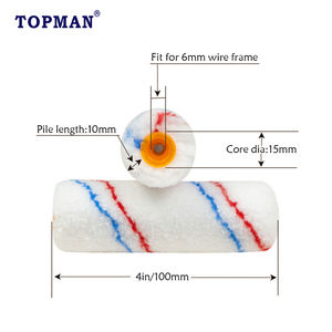 TOPMAN 4 pouces brosse à <span class=keywords><strong>rouleau</strong></span> en microfibre de haute qualité meilleurs rouleaux de <span class=keywords><strong>peinture</strong></span> non pelucheux pour le nettoyage de la <span class=keywords><strong>peinture</strong></span> avec une bande blanche rouge bleue - Product Image 2