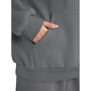 Ensemble de survêtement femme couleur unie, sweat-shirt oversize et pantalon de survêtement, deux pièces streetwear coupe ample longueur intégrale - Product Image 4