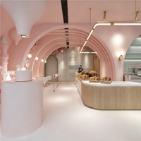 Elegante Rosa Luxus-Vitrine für Bäckereien mit LED-Beleuchtung, Multifunktionale Gebäckvitrine, Umweltfreundliches und Pflegeleichtes Design für
