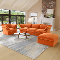Canapé modulaire sectionnel orange VOXHOME, meubles de salon modernes, en stock dans l'entrepôt américain, livraison directe