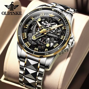 For Black <b>Skeleton</b> Men's Wristwatch Luxury Waterproof High Quality Stainless Steel <b>Automatic</b> Mechanical 20mm Hangzhou - Product Image 1