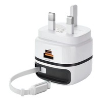 Pengisi Daya USB Tipe-C Dual-Port 20W Pengisian Cepat T29-Gallium Nitride dengan Kabel Retractable Multi-Fungsi yang Kompatibel