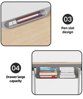 Bureau d'étude double réglable en hauteur pour enfants avec chaises ergonomiques, table jumelle peu encombrante pour la maison et la salle de classe