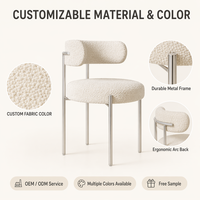Chaise de salle à manger moderne en velours bouclé, structure métallique, revêtement personnalisable, imperméable, écologique, pour restaurant, hôtel, café