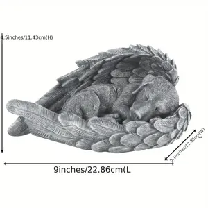 Scultura Commemorativa in Resina per Animali Domestici - Cucciolo Dormiente con Ali, Dettagli Intricati delle Piume, Ideale come Lapide per Animali da Giardino - Product Image 6