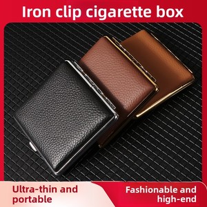 Étui à cigarettes <span class=keywords><strong>en</strong></span> <span class=keywords><strong>cuir</strong></span> véritable <span class=keywords><strong>de</strong></span> qualité supérieure, 20 pièces, avec cadre métallique, <span class=keywords><strong>en</strong></span> <span class=keywords><strong>cuir</strong></span> <span class=keywords><strong>de</strong></span> vachette, élégant, magnétique, <span class=keywords><strong>pour</strong></span> hommes - Product Image 3
