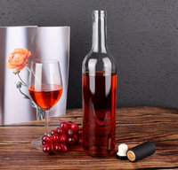 Bouteilles de vin vides pour le brassage domestique Bouteilles en verre transparent de 750ml avec couvercles en liège et capsules rétractables en PVC