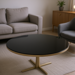 Plateau de table en verre trempé, rond, noir, 30 pouces, épaisseur 1/4, bord poli, pour meubles de salon - Product Image 2