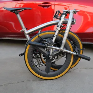 Vélo pliable 20 pouces entièrement en titane avec freins à disque et jeu de <span class=keywords><strong>roues</strong></span> en carbone, 11 vitesses - Product Image 3