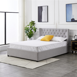 Marco de cama de madera de tamaño king para dormitorio, <span class=keywords><strong>muebles</strong></span> modernos de lujo con botones, cabecero curvo, venta al por mayor de <span class=keywords><strong>fábrica</strong></span> - Product Image 3