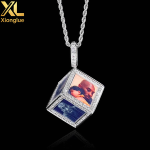 Hip Hop Personalized Zircon Copper 18K Gold Plated Custom Memory <b>Cube</b> <b>Photo</b> Pendant Necklace-Gift - Product Image 3