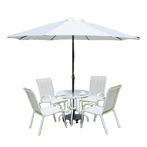 Ensembles de jardin suspendu en rotin PE, chaise en osier, meubles d'extérieur de marché en plastique, café et Patio, Table d'extérieur avec parapluie