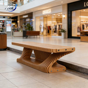 Banc en bois massif au design paramétrique pour centres commerciaux, parcs, hôtels, écoles, hôpitaux - Mobilier d'extérieur moderne - Product Image 3