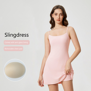 Robe à bretelles dos nu sexy pour femmes avec jupe de tennis de yoga ajustée A-line - Product Image 5