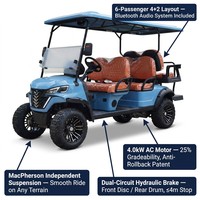 Carrito de Golf Eléctrico Tarion con Diseño 4+2 para 6 Pasajeros, Motor de CA de 4kW, Suspensión MacPherson, Audio, Freno Hidráulico, 35KM/H, 90km de Autonomía