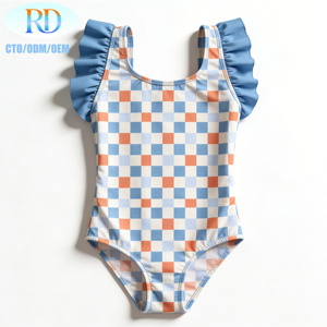 Trajes de Baño de Secado Rápido RD para Niñas, Traje de Baño de Una Pieza para Playa, Traje de Baño de Una Pieza a Cuadros para Niñas - Product Image 3