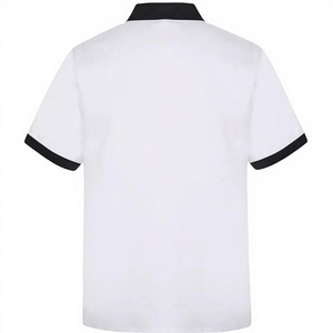 Veste de chef marron personnalisée pour homme, manches courtes, double boutonnage, col noir, uniforme professionnel de cuisine de restaurant, vente en gros - Product Image 6