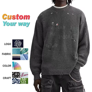 Streetlux Vente en gros Logo personnalisé ODM & OEM Européen et américain High Street Trend Hole Crewneck Pull pour hommes - Product Image 1