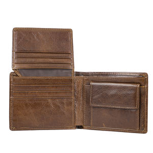Мужской кошелек RFID из натуральной кожи с 14 отделениями для карт, короткий складной кожаный бумажник, кошелек с зажимом для денег для мужчин, 7313 - Product Image 5