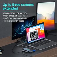 SYONG Station d'accueil 11 en 1 double moniteur, USB3.2, 100W PD, 4K60Hz HDMI, VGA, hub USB LAN 1000Mbps pour ordinateur portable/MacBook/tablette PC