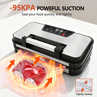 Scelleuse sous vide alimentaire domestique puissante et améliorée 95KPa avec double étanchéité et fonction d'inflation d'air pour viande et aliments