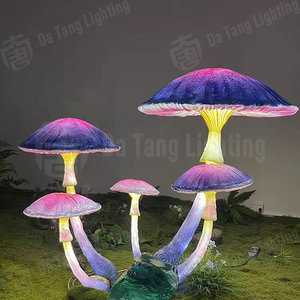 Factory Hot Sale Outdoor Garden Lawn Decoration FRP Luminous <b>Mushroom</b> Family Of Five LED Motif Light Landscape Ornament - Product Image 2