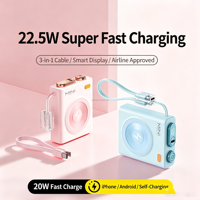 Nouvelle mini batterie externe électronique 10000 mAh, mince et portable, avec câble USB-C, Powerbanks 10000 mAh