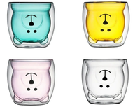Tasse en verre borosilicate à double paroi isolée, motif ours mignon, pour café et jus, idéale pour la maison – Nouveauté usine, vente chaude
