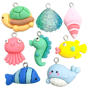 Accessoires de fabrication de bijoux en résine plastique DIY, série Océan, motifs tortue, coquillage, baleine, hippocampe, style dessin animé mignon - Product Image 5
