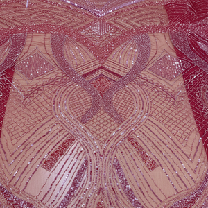 Tela de lujo bordada con cuentas para vestido de novia, materiales de encaje de lentejuelas y perlas para boda y fiesta - Product Image 1