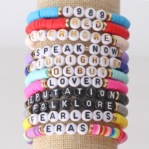 <span class=keywords><strong>Taylor</strong></span> <span class=keywords><strong>Swift</strong></span> inspiró letra inicial arcilla polimérica colorida para pulsera joyería de plástico de moda para fanáticos de <span class=keywords><strong>Swiftie</strong></span> - Product Image 4
