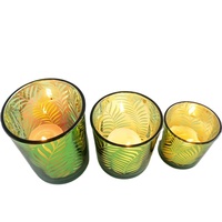 Bougeoirs en verre à gravure laser 20oz feuille de palmier vert résistant à la chaleur
