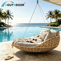 Lit suspendu moderne en rotin pour l'extérieur, cadre en aluminium, coussin imperméable, idéal pour l'école, l'hôpital, le jardin, l'hôtel, la plage, le parc, la chambre