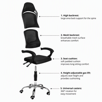 Chaise de bureau pivotante inclinable à dossier haut en maille pour six personnes avec design ergonomique