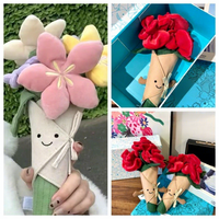 Bouquet de roses artificielles 30 cm, fleurs en peluche à tenir en main, cadeau de la Saint-Valentin pour femmes, plantes