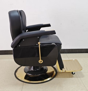 Sillón de Barbería Hidráulico Resistente, de Cuero Sintético, Reclinable, con Reposapiés Ajustable y Base Redonda, para Salón de Belleza o Barbería Comercial - Product Image 2