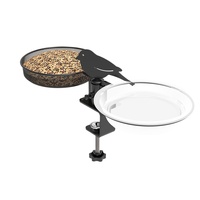 Mangeoire à oiseaux en métal de grande capacité avec support pour balcon, pour l'extérieur, avec bols pour nourriture et eau pour perroquets, à vendre