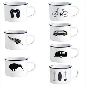 USA WAREHOUSE DDP mug enamel MOQ rendah cangkir enamel murah 8*8cm 12oz mug sublimasi logo kustom cangkir enamel Promosi