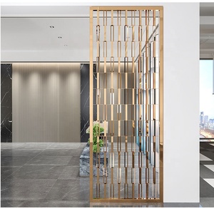 Thiết Kế Ngăn Phân Vùng Màu Vàng Khách Sạn Lobby Lounge Màn Hình Phòng <span class=keywords><strong>Divider</strong></span> Thép Không Gỉ Trang Trí Kim Loại Màn Hình - Product Image 2