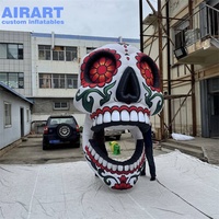 AIRART Modèle de crâne en sucre gonflable imprimé, Décoration gonflable de crâne pour Halloween et Jour des Morts en extérieur, Fourniture en gros