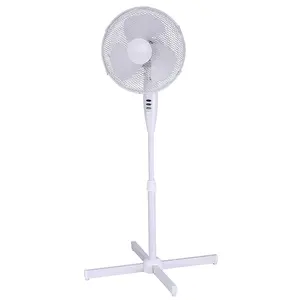 Groothandel Huishoudelijke Gebruik Classic Low Noise 3 Snelheden Zwart Wit Blade Kruis Voetstuk Base Oscillerende 12 Inch Stand Fan