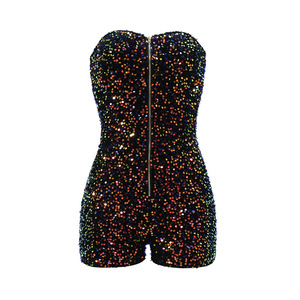 Combinaison-short décontractée 2026 pour femme avec fermeture éclair avant et haut <span class=keywords><strong>bandeau</strong></span> tube - Product Image 3