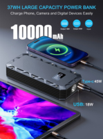 Power Bank Portabel IBD 3-in-1 45W Pengisian Cepat Senter LED 10000/12000mAh Penguat Baterai Jump Starter Mobil Motor Truk