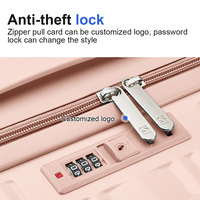 Ensemble de 3 valises de luxe roses rigides OEM avec logo personnalisé, étanches, pour voyage, avec roulettes, ensemble de bagages de voyage de 3 pièces