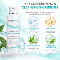 Nettoyant pour perruques synthétiques sous marque privée, sans sulfate, pH équilibré, shampoing doux pour perruques, postiches et extensions OEM ODM