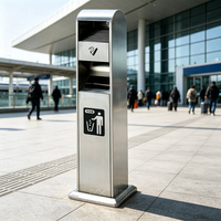 Cendrier sur pied sans fumée en acier inoxydable 201, 1195 mm, brossé, avec poubelle intégrée, pour hôtels et espaces publics, design moderne et luxueux