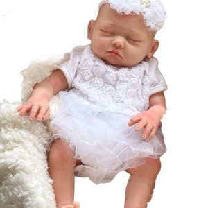 Muñeca realista de niña OtardDolls, muñeca Reborn de 45 cm con diadema de flores blancas para coleccionistas y exhibición - Product Image 3