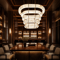 Lustre moderne de luxe sur mesure Senfey à plusieurs niveaux en albâtre, LED, hauteur réglable, lampe suspendue pour la protection des yeux, hall d'hôtel, réception