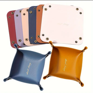 Snelle Verzending Opvouwbare Lederen Lade Houder Tafel Accessoires Pu Lederen Sleutelhanger Opbergbakken Sieraden Cosmetica Mand - Product Image 1